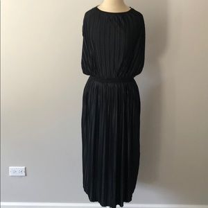 Black gloss accordion dress